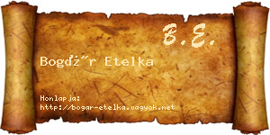 Bogár Etelka névjegykártya